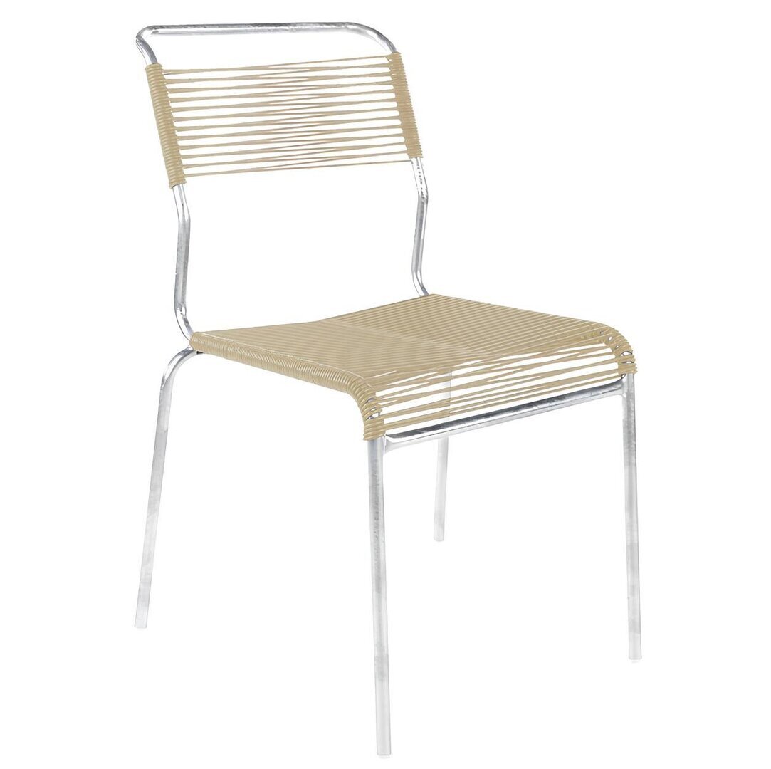 Schaffner Spaghettistuhl Säntis ohne Armlehne - Pastellsand mit feuerverzinktem Gestell