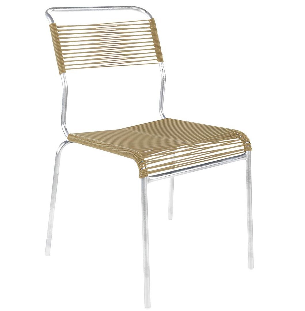 Schaffner Spaghettistuhl Säntis ohne Armlehne - Pastellbraun mit feuerverzinktem Gestell