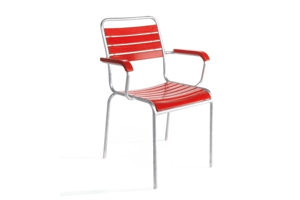 Schaffner Holzlattenstuhl Rigi mit Armlehne - Rot