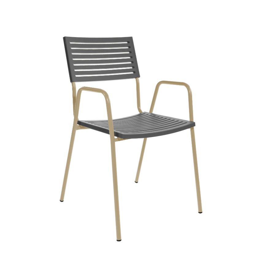 Schaffner Lamello mit Armlehne - Antracite - pastel brown