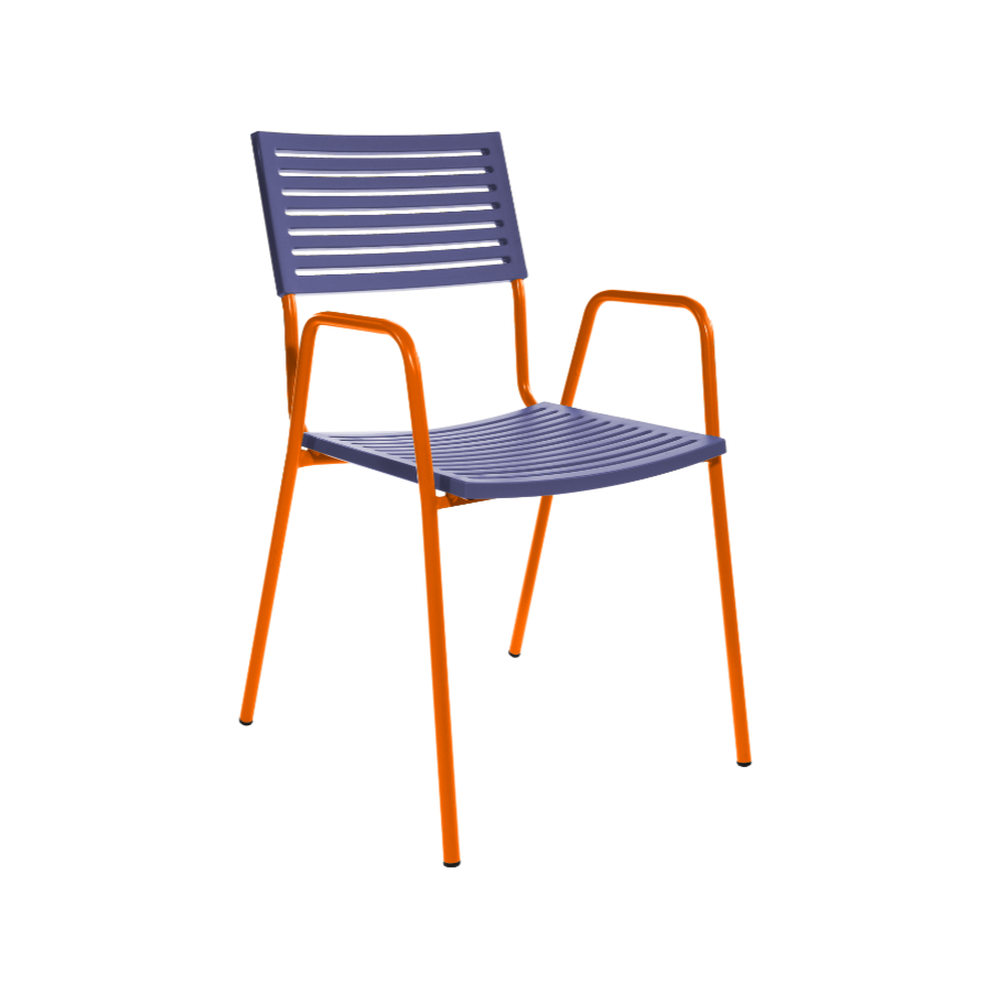 Schaffner Lamello mit Armlehne - blau - orange