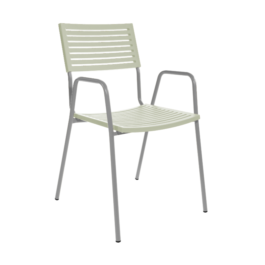 Schaffner Lamello mit Armlehne - PAstel green - ausilver