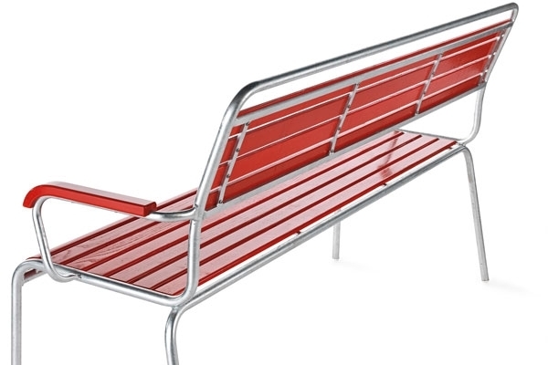 Schaffner Holzlattenbank Rigi mit Armlehne - Rot - Feuerverzinkt