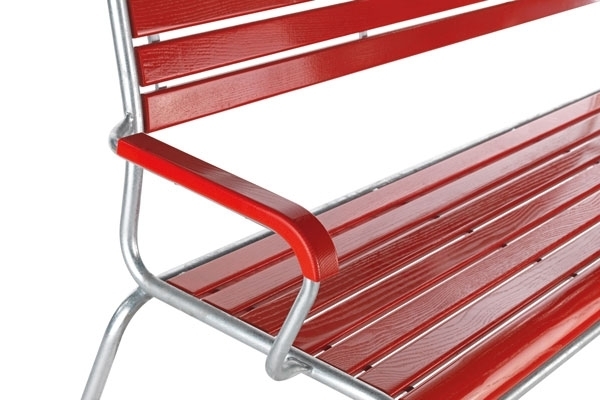 Schaffner Holzlattenbank Rigi mit Armlehne - Rot - Feuerverzinkt