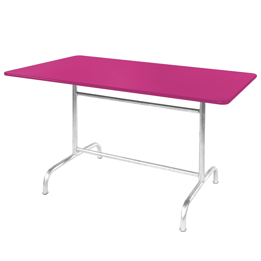 Schaffner Metalltisch Rigi 180x80 - Gestell Feuerverzinkt / Tischplatte Pink