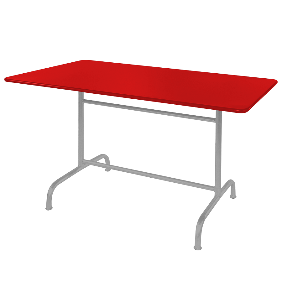 Schaffner Metalltisch Rigi 180x80 - Tischplatte Rot / Gestell Alusilber