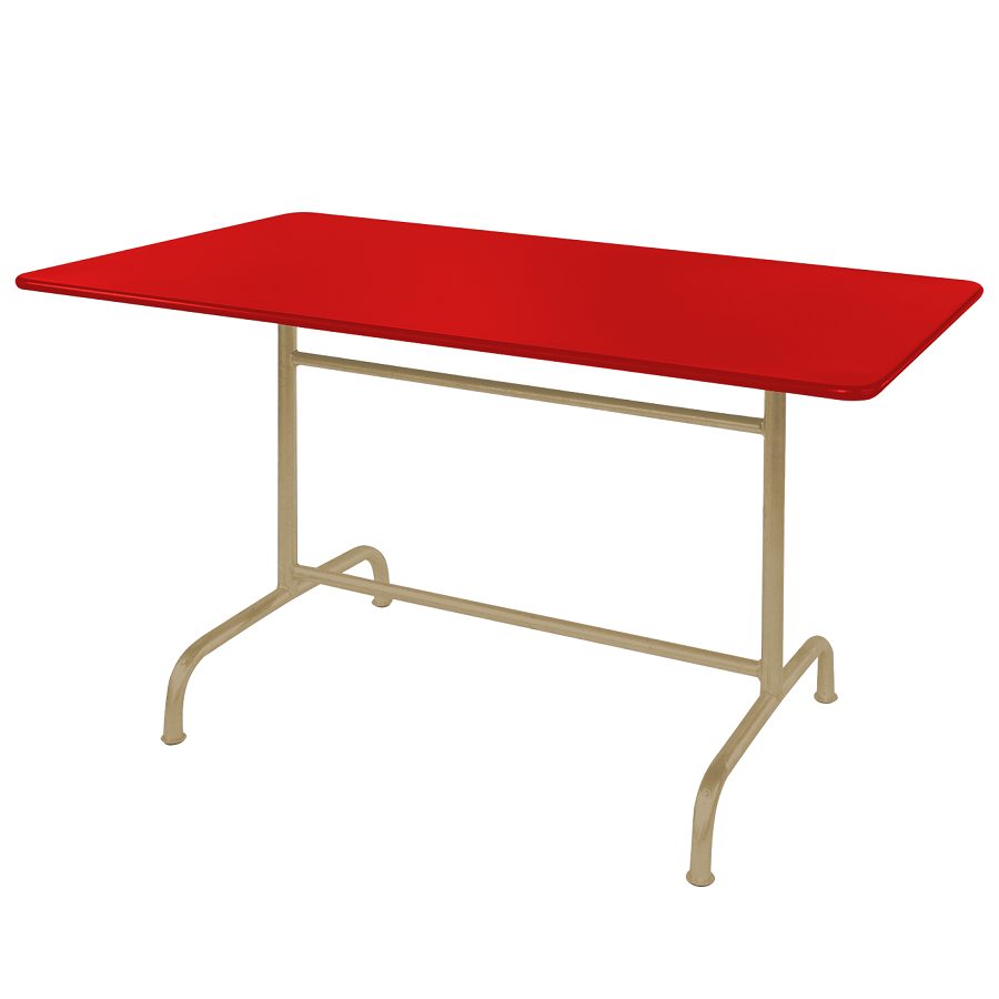 Schaffner Metalltisch Rigi 180x80 - Tischplatte Rot / Gestell Pastellbraun