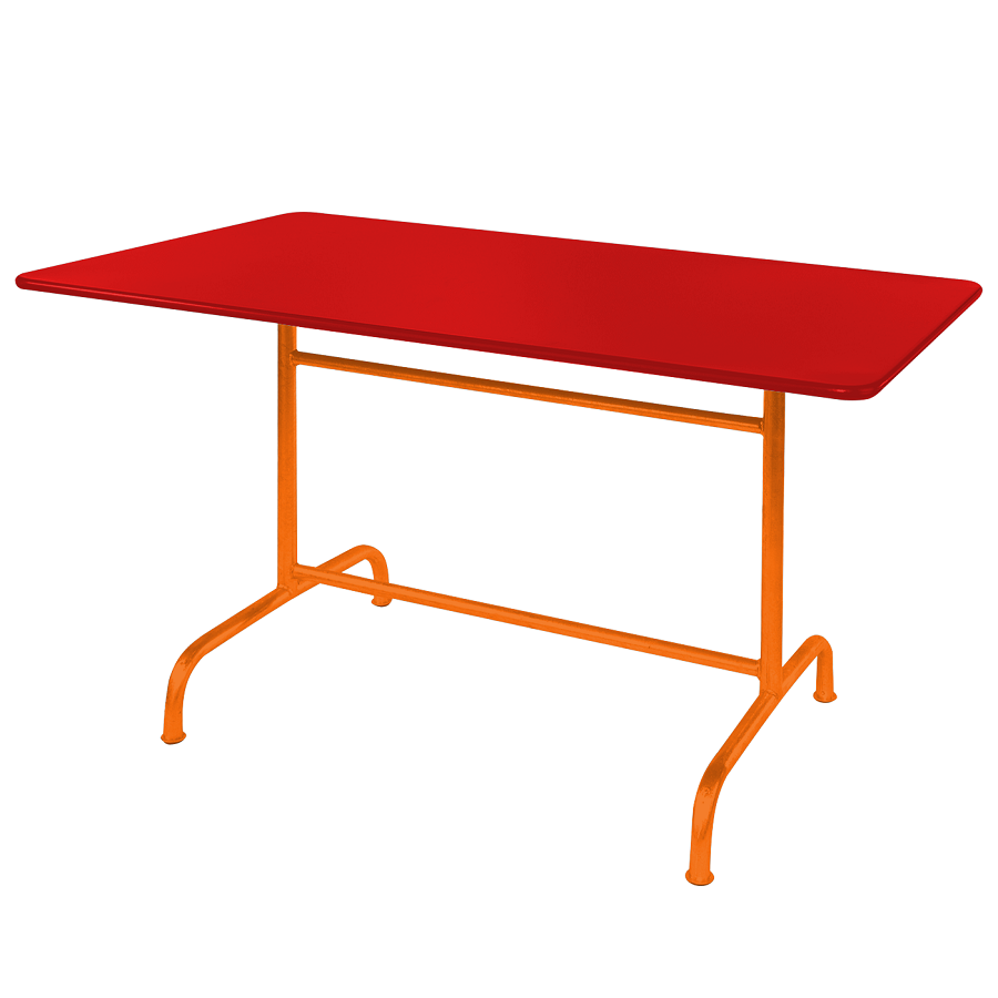 Schaffner Metalltisch Rigi 180x80 - Tischplatte Rot / Gestell Orange
