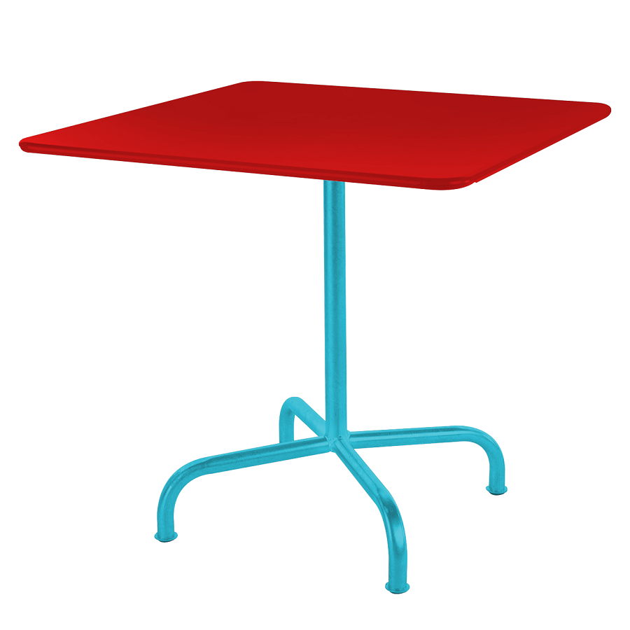 Schaffner Metalltisch Rigi 70x70 - Rot / Türkis