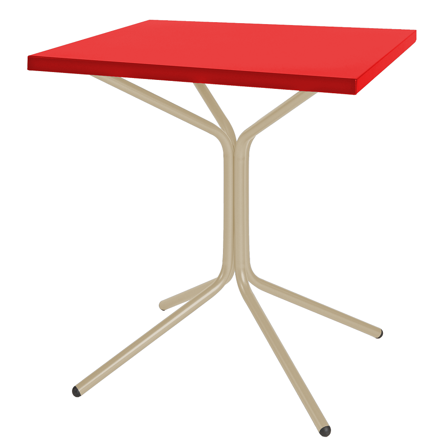 Schaffner Metall-Bistrotisch PIX 70/70 - Tischplatte Rot / Gestell Pastellsand