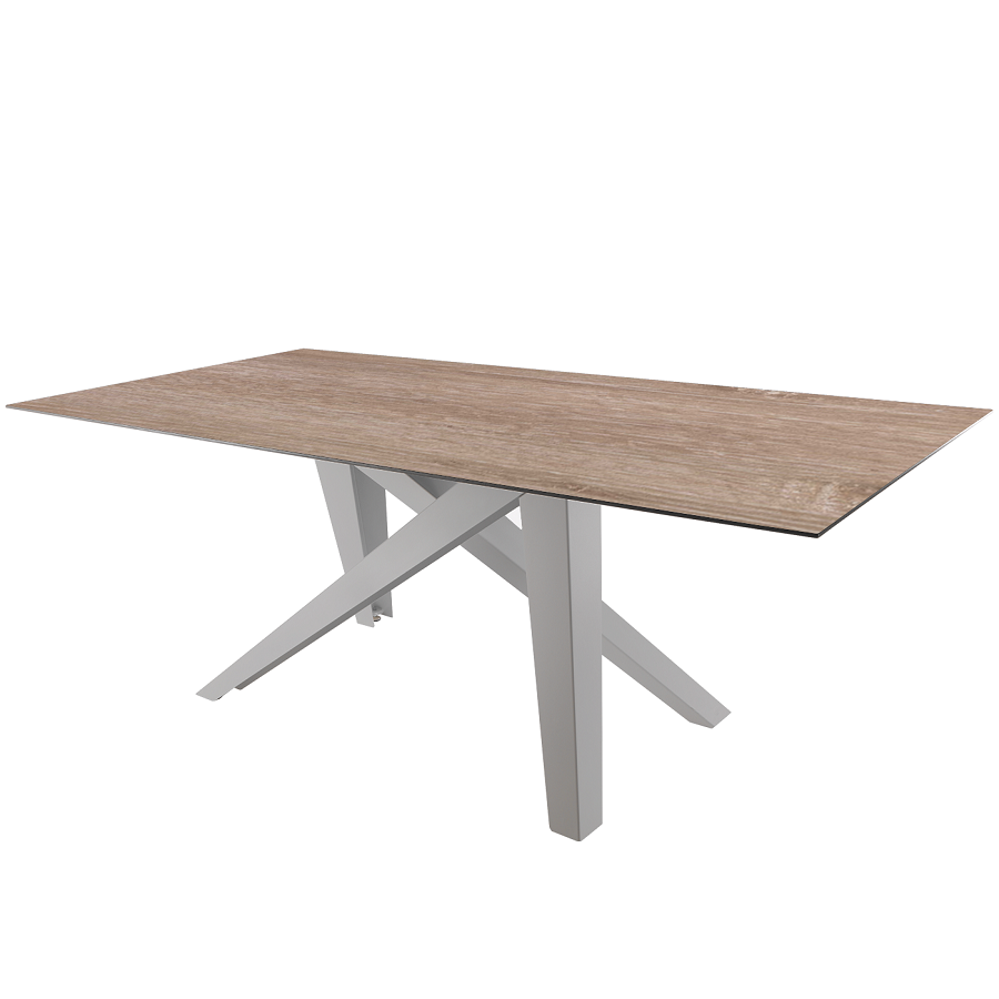 Schaffner Fiberglastisch Mythen 220x100 - Gestell Alusilber / Tischplatte Deko Eiche Landhaus