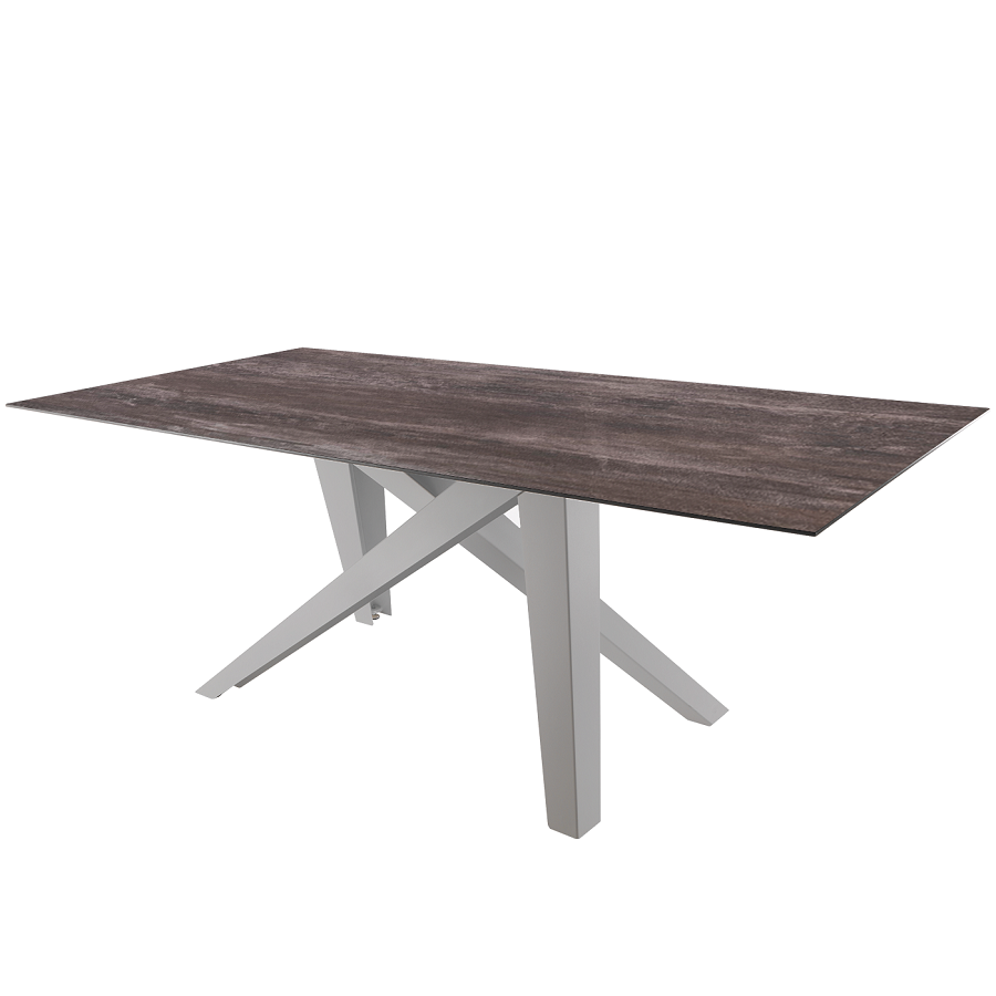 Schaffner Fiberglastisch Mythen 220x100 - Gestell Alusilber / Tischplatte Deko Stromboli dunkel