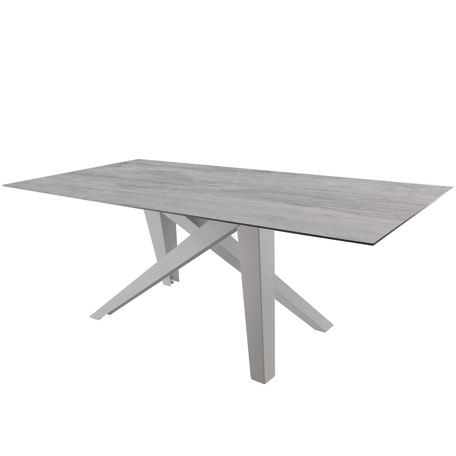 Schaffner Fiberglastisch Mythen 220x100 - Gestell Alusilber / Tischplatte Deko Stromboli hell