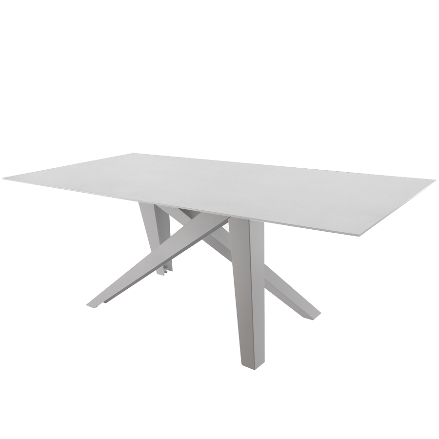 Schaffner Fiberglastisch Mythen 220x100 - Gestell Alusilber / Tischplatte Weiss