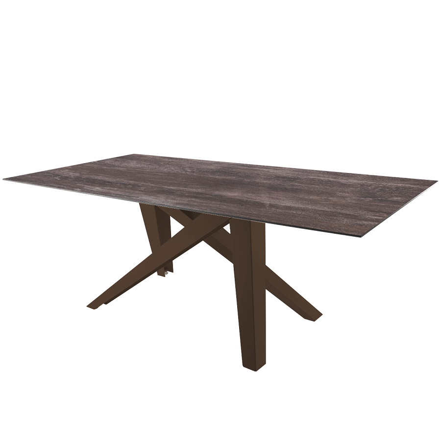 Schaffner Fiberglastisch Mythen 220x100 - Tischplatte Deko Stromboli dunkel / Gestell Mokka