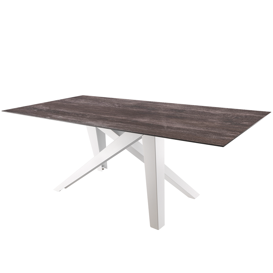 Schaffner Fiberglastisch Mythen 220x100 - Tischplatte Deko Stromboli dunkel / Gestell Weiss