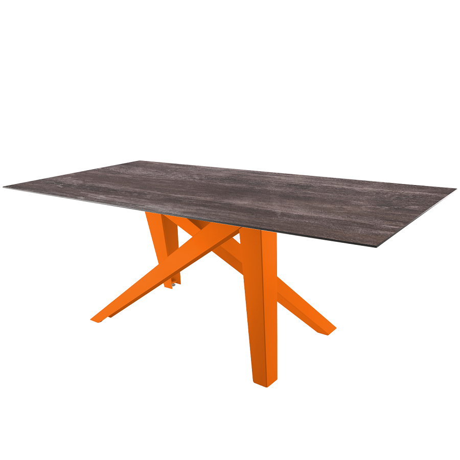 Schaffner Fiberglastisch Mythen 160x90 - Tischplatte Deko Stromboli dunkel / Gestell Orange