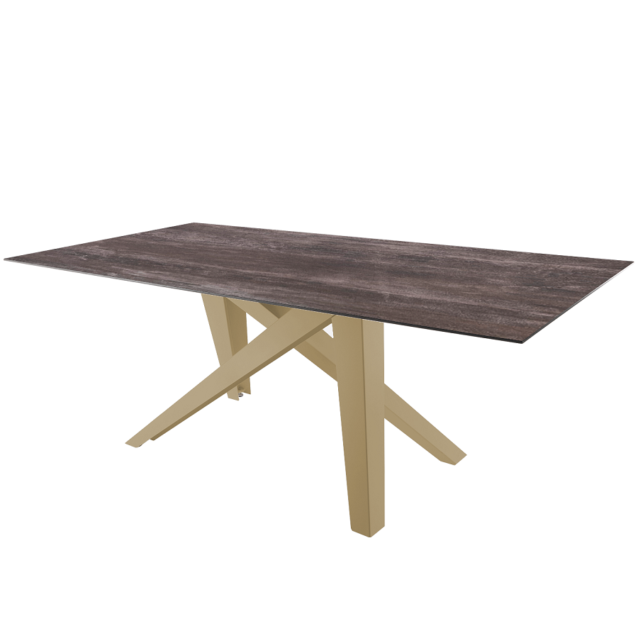 Schaffner Fiberglastisch Mythen 160x90 - Tischplatte Deko Stromboli dunkel / Gestell Pastellbraun
