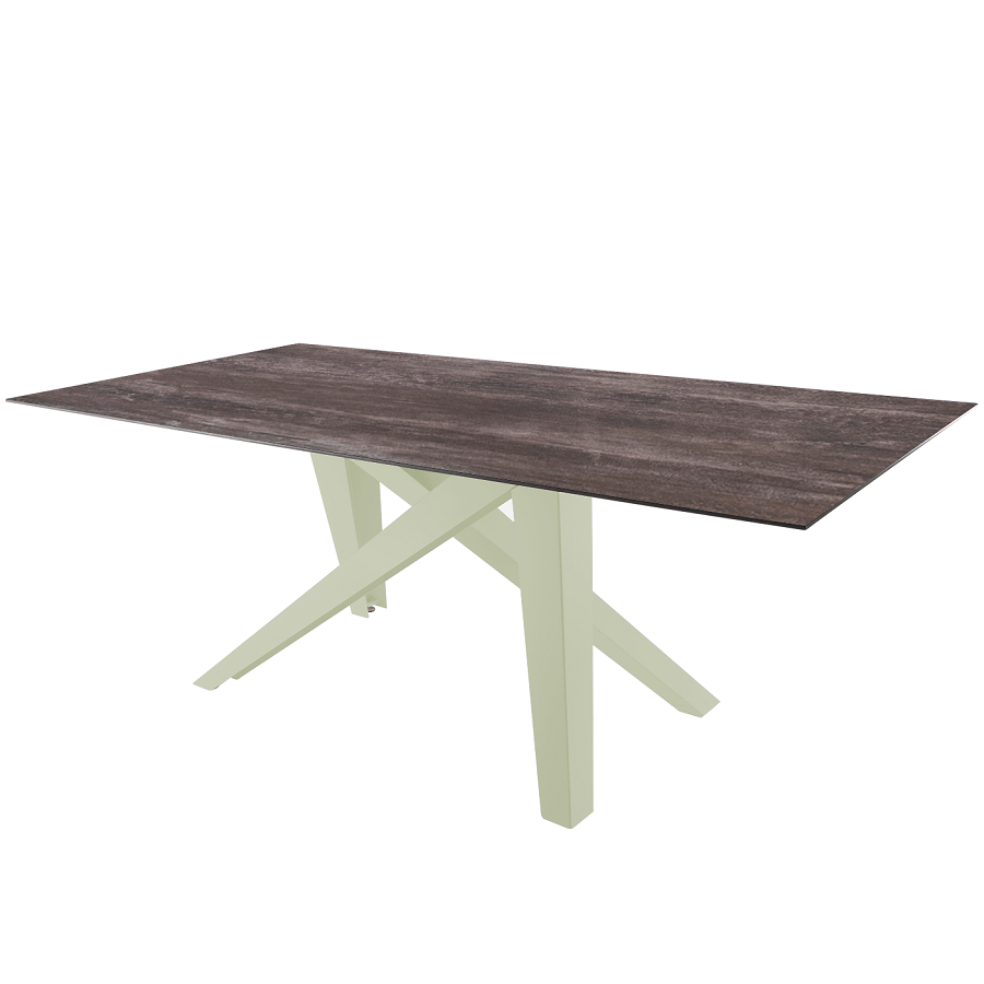 Schaffner Fiberglastisch Mythen 160x90 - Tischplatte Deko Stromboli dunkel / Gestell Pastellgrün