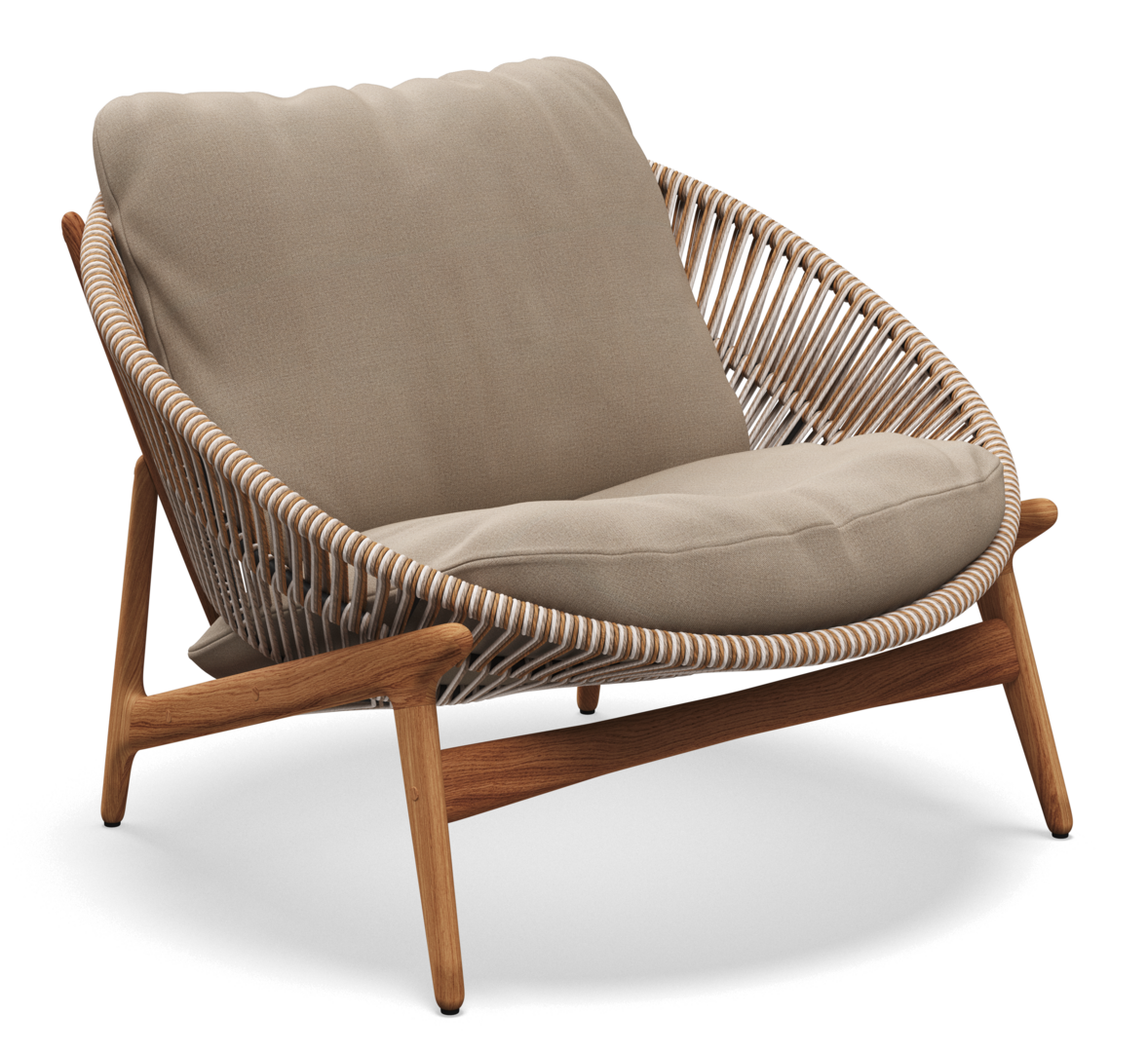 Gloster Bora LOUNGE CHAIR - Loungesessel-Natural Teak / Sorrel Wicker-Blend Sand