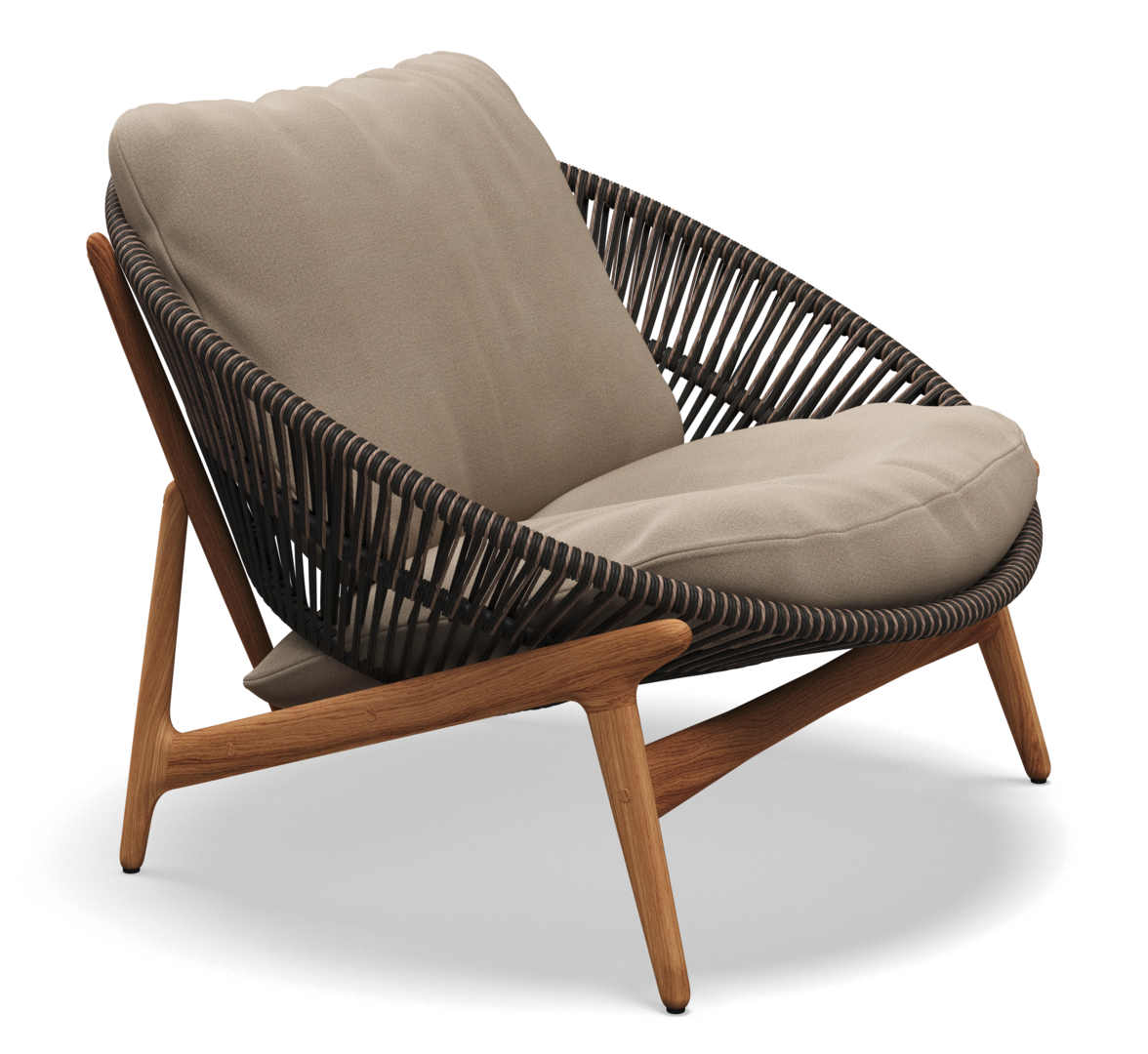 Gloster Bora LOUNGE CHAIR - Loungesessel-Natural Teak / Umber Wicker-Blend Sand