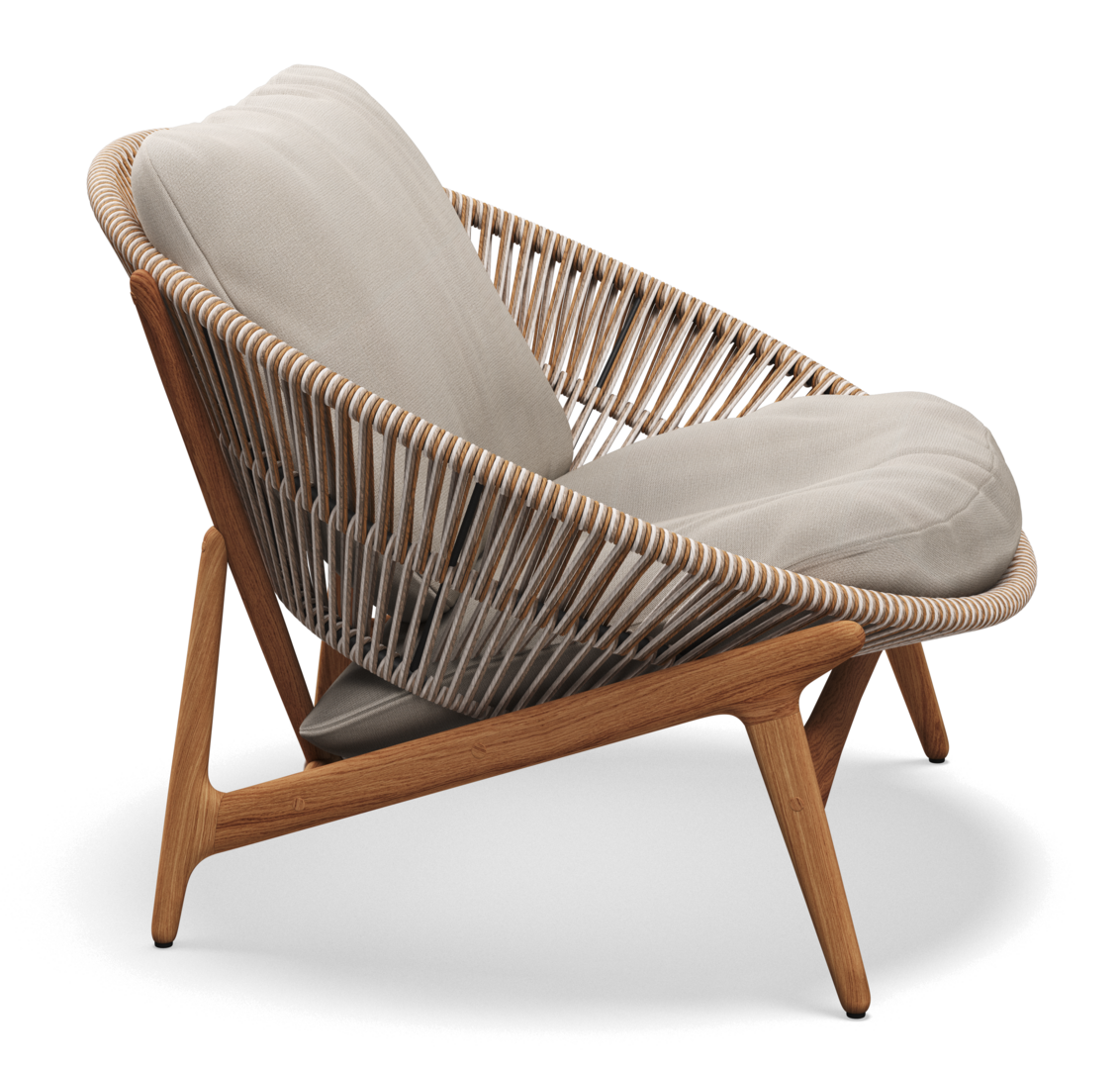 Gloster Bora LOUNGE CHAIR - Loungesessel-Natural Teak / Sorrel Wicker-Blend Linen