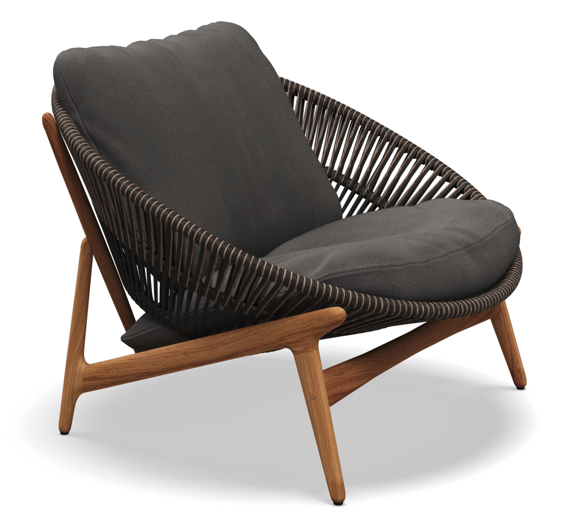 Gloster Bora LOUNGE CHAIR - Loungesessel-Natural Teak / Umber Wicker-Blend Coal