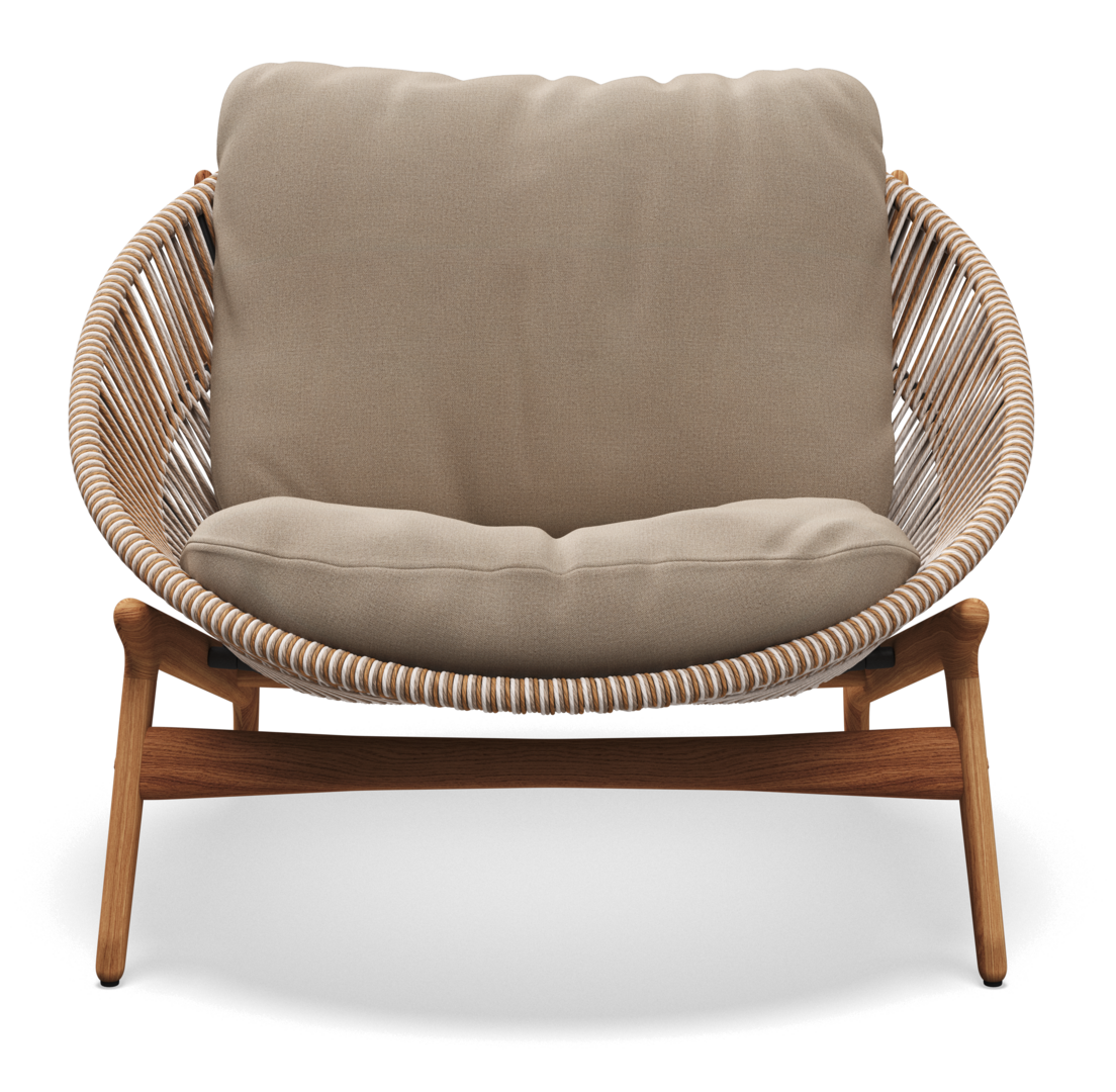 Gloster Bora LOUNGE CHAIR - Loungesessel-Natural Teak / Sorrel Wicker-Blend Sand