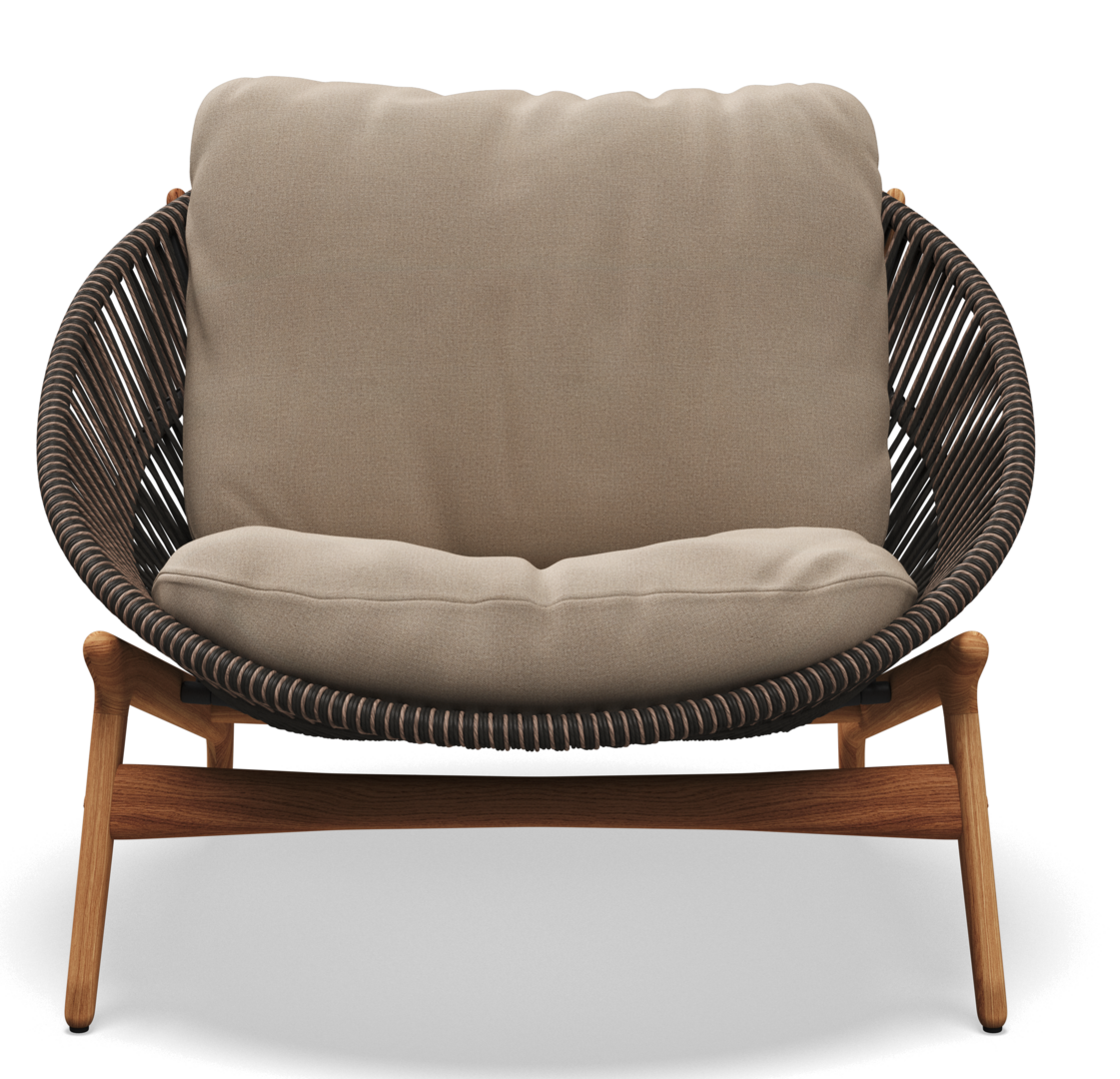 Gloster Bora LOUNGE CHAIR - Loungesessel-Natural Teak / Umber Wicker-Blend Sand