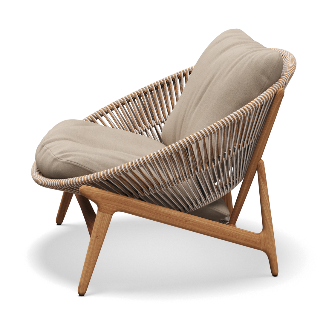 Gloster Bora LOUNGE CHAIR - Loungesessel-Natural Teak / Sorrel Wicker-Blend Sand