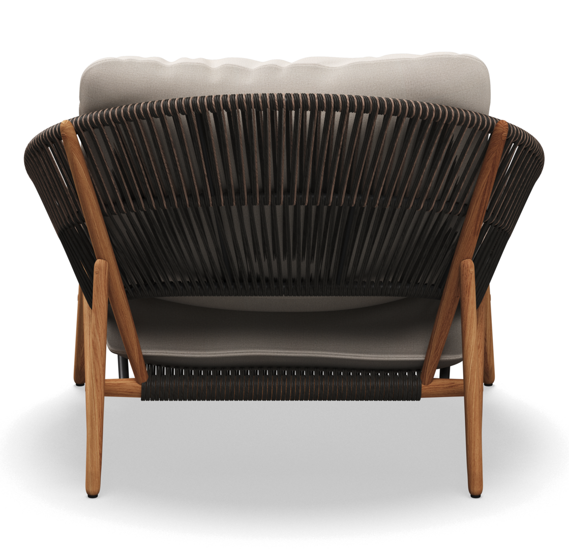 Gloster Bora LOUNGE CHAIR - Loungesessel-Natural Teak / Umber Wicker-Blend Linen