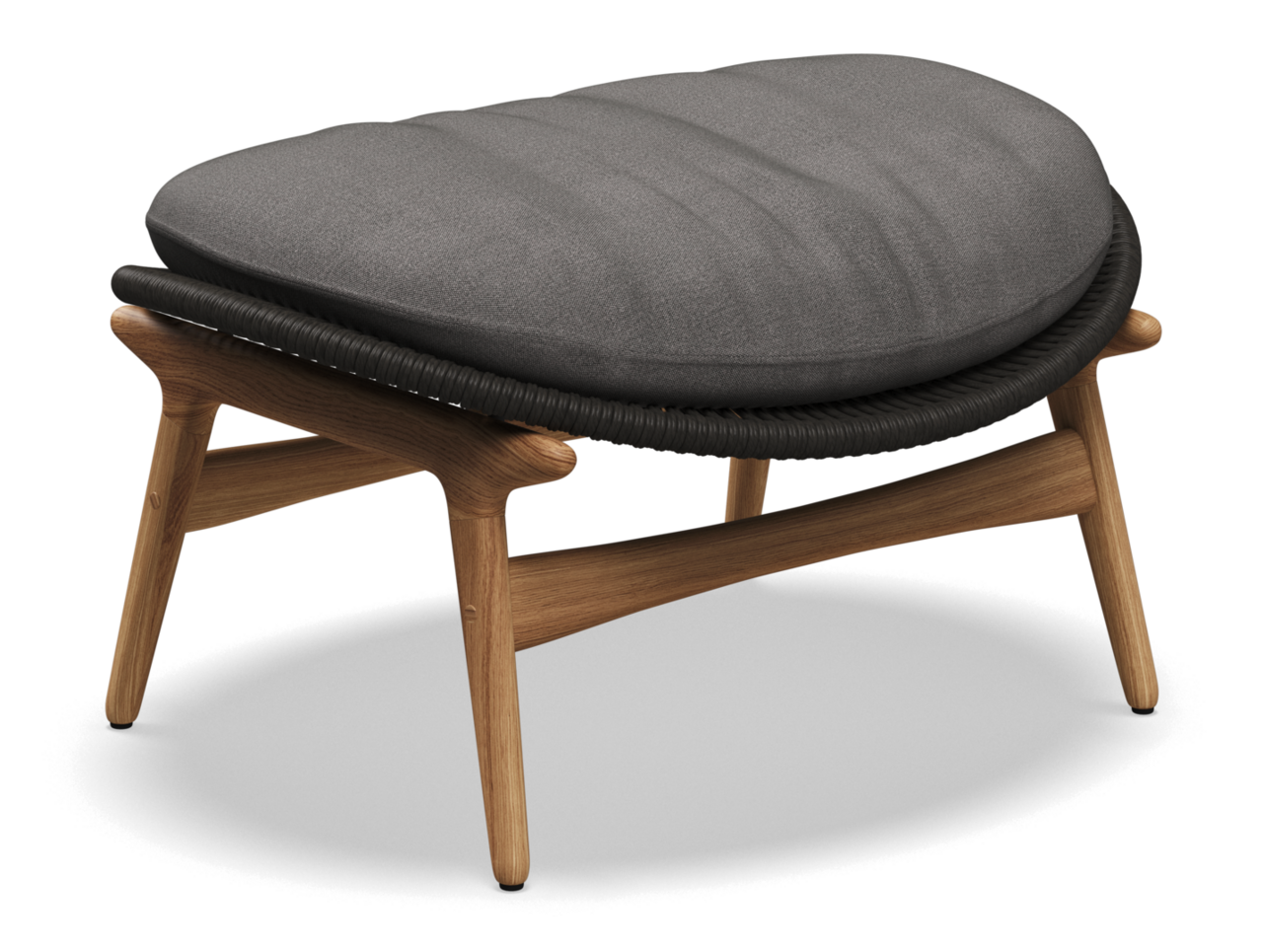 Gloster Bora OTTOMAN - Hocker-Natural Teak / Umber Wicker-Blend Coal