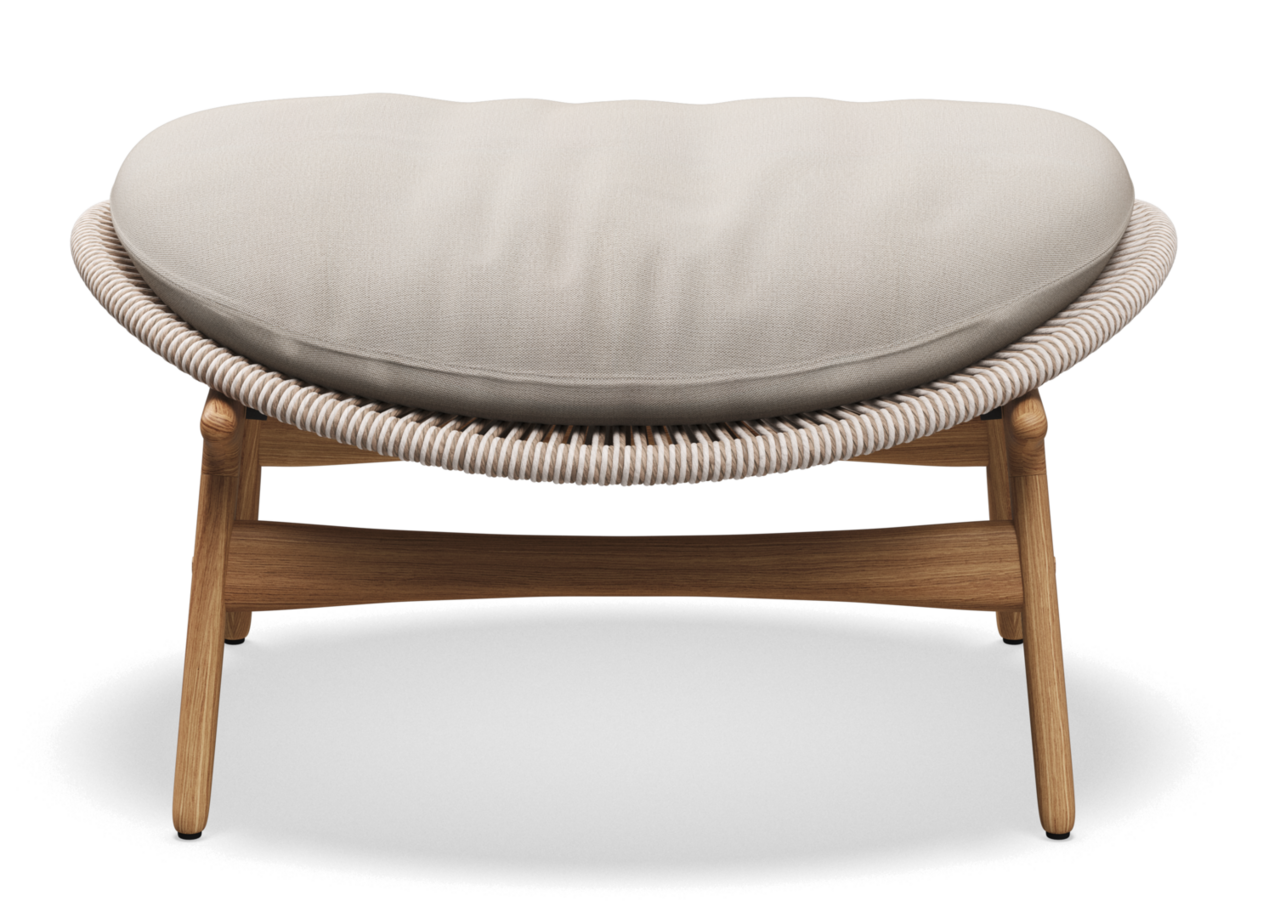 Gloster Bora OTTOMAN - Hocker-Natural Teak / Sorrel Wicker-Blend Linen
