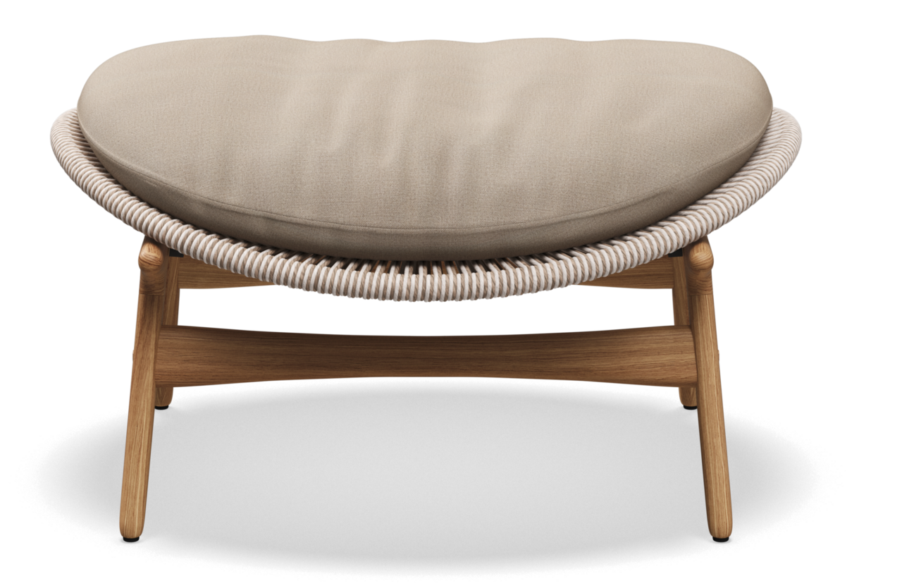 Gloster Bora OTTOMAN - Hocker-Natural Teak / Sorrel Wicker-Blend Sand