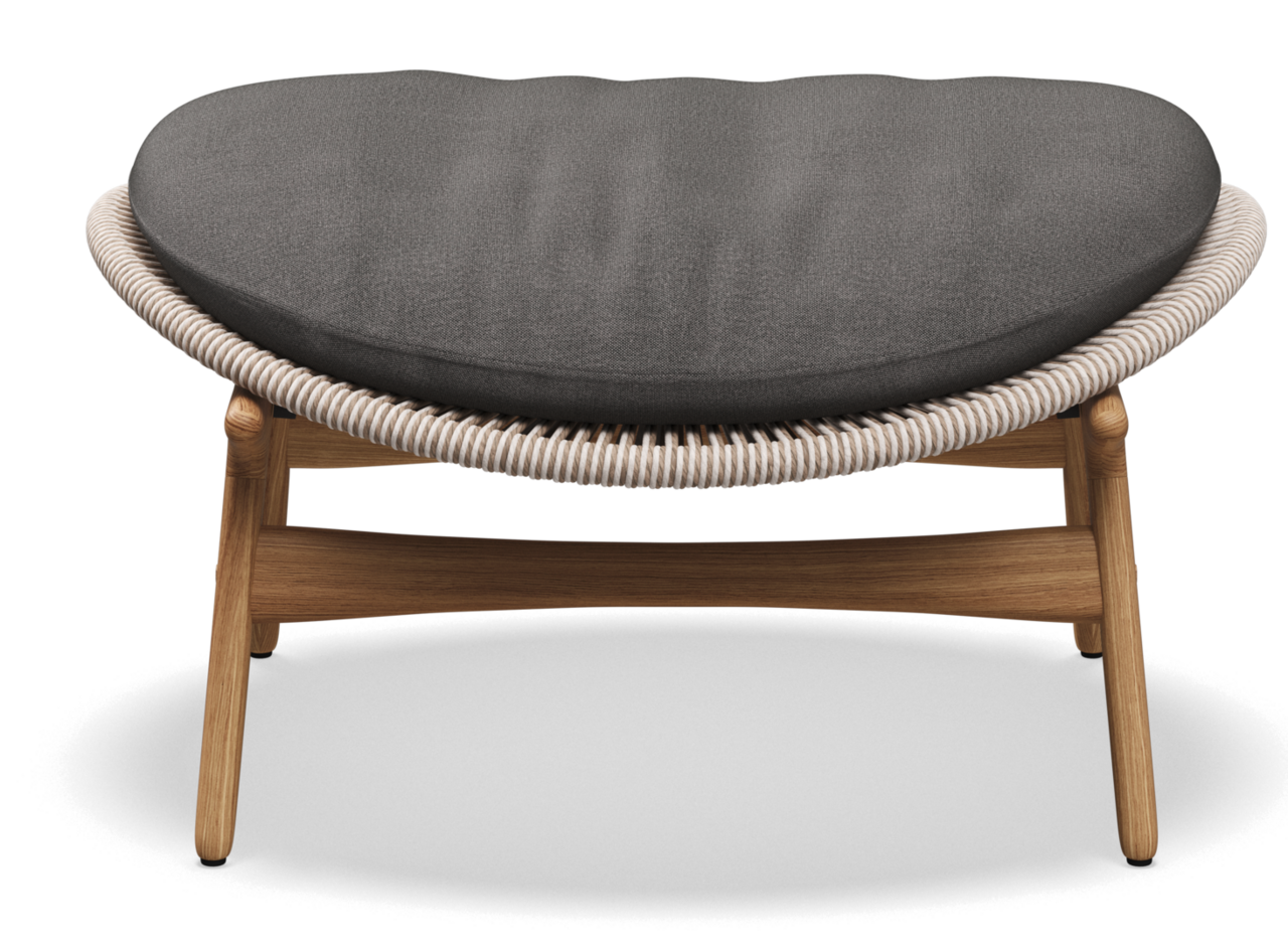 Gloster Bora OTTOMAN - Hocker-Natural Teak / Sorrel Wicker-Blend Coal