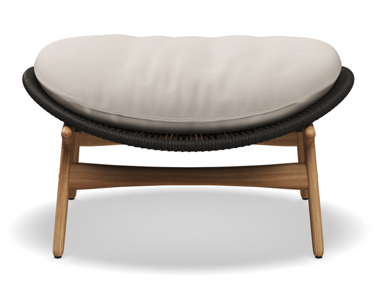 Gloster Bora OTTOMAN - Hocker-Natural Teak / Umber Wicker-Blend Linen