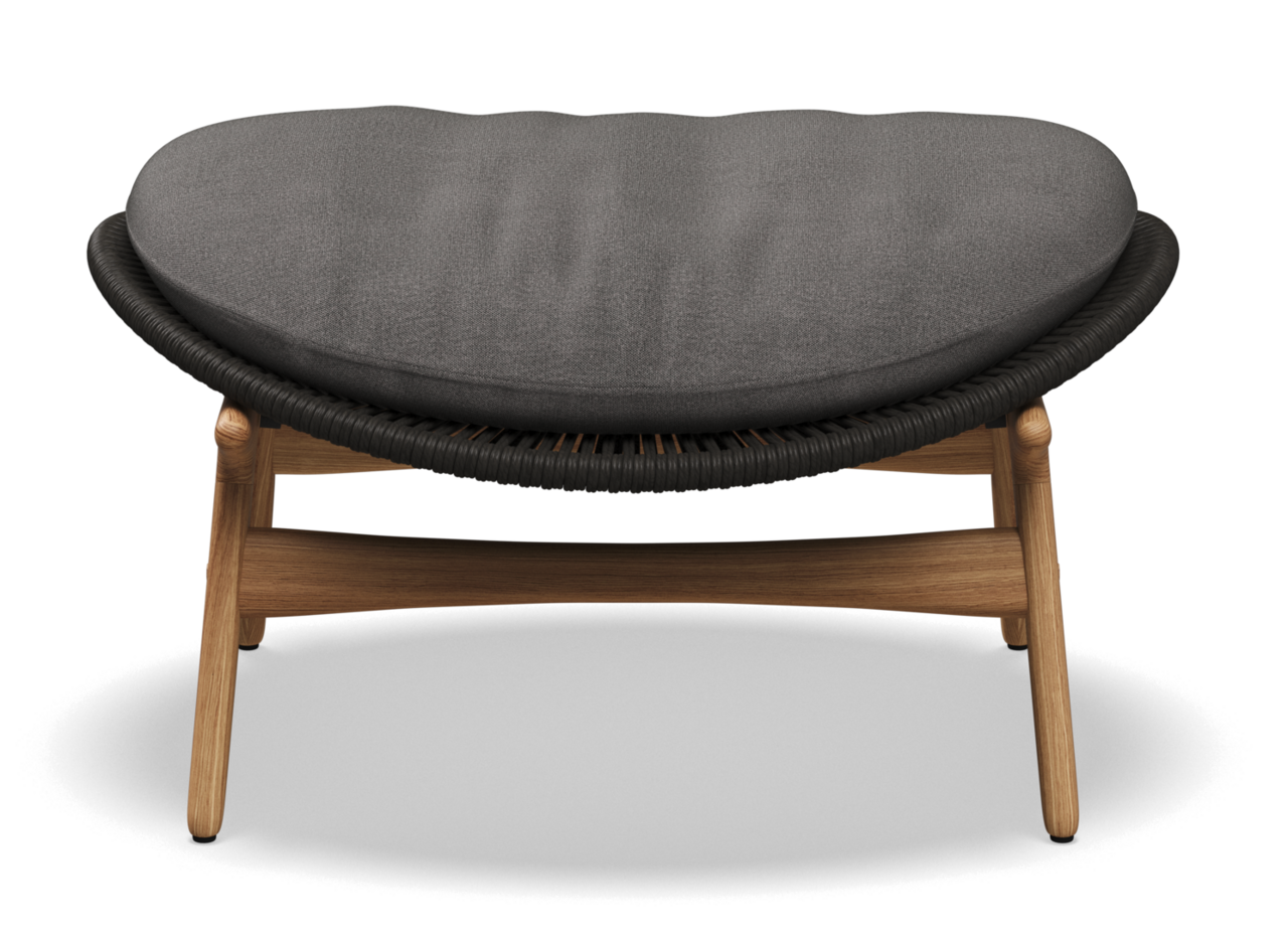 Gloster Bora OTTOMAN - Hocker-Natural Teak / Umber Wicker-Blend Coal