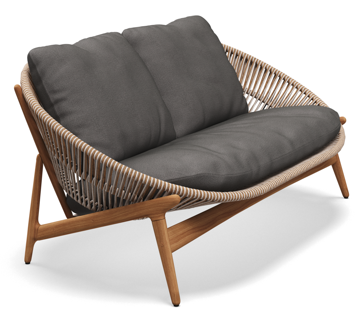 Gloster Bora 2-SEATER SOFA - Sofa 2 Sitzer-Natural Teak / Sorrel Wicker-Blend Coal
