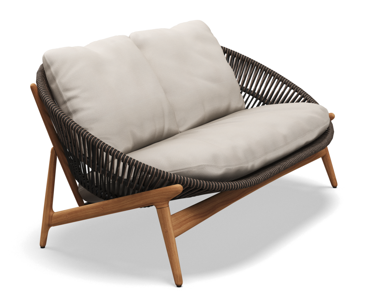 Gloster Bora 2-SEATER SOFA - Sofa 2 Sitzer-Natural Teak / Umber Wicker-Blend Linen