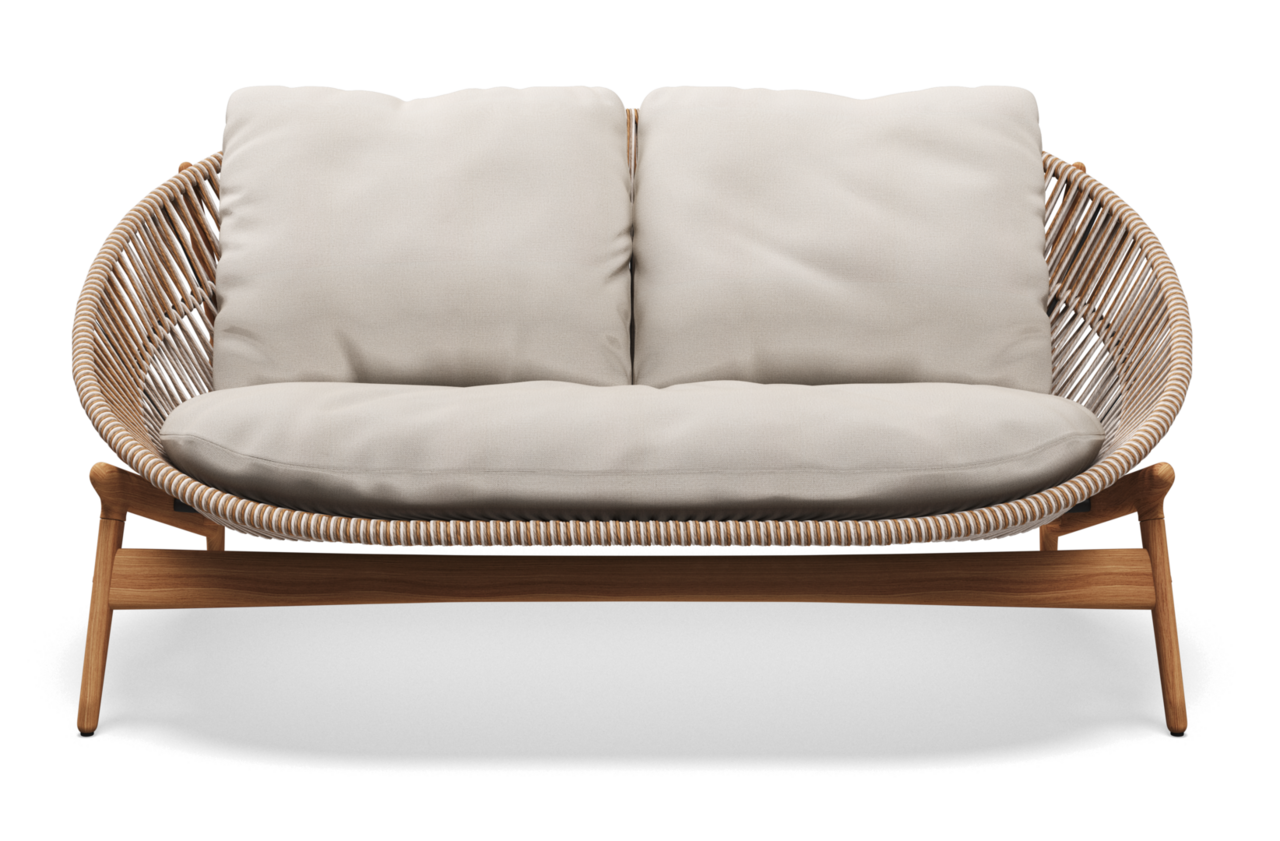 Gloster Bora 2-SEATER SOFA - Sofa 2 Sitzer-Natural Teak / Sorrel Wicker-Blend Linen