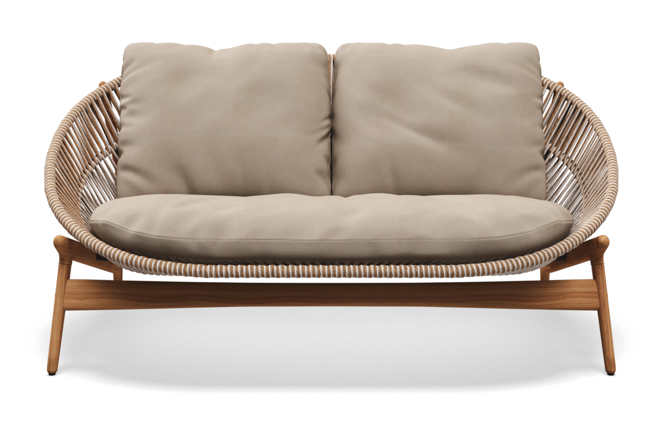Gloster Bora 2-SEATER SOFA - Sofa 2 Sitzer-Natural Teak / Sorrel Wicker-Blend Sand