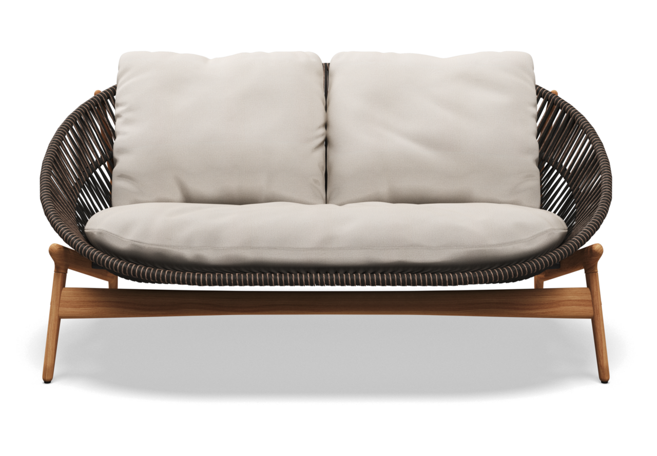 Gloster Bora 2-SEATER SOFA - Sofa 2 Sitzer-Natural Teak / Umber Wicker-Blend Linen