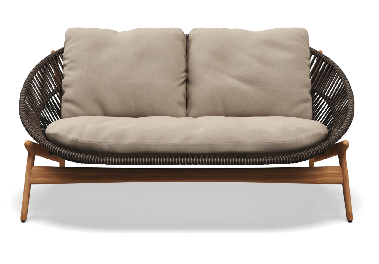 Gloster Bora 2-SEATER SOFA - Sofa 2 Sitzer-Natural Teak / Umber Wicker-Blend Sand