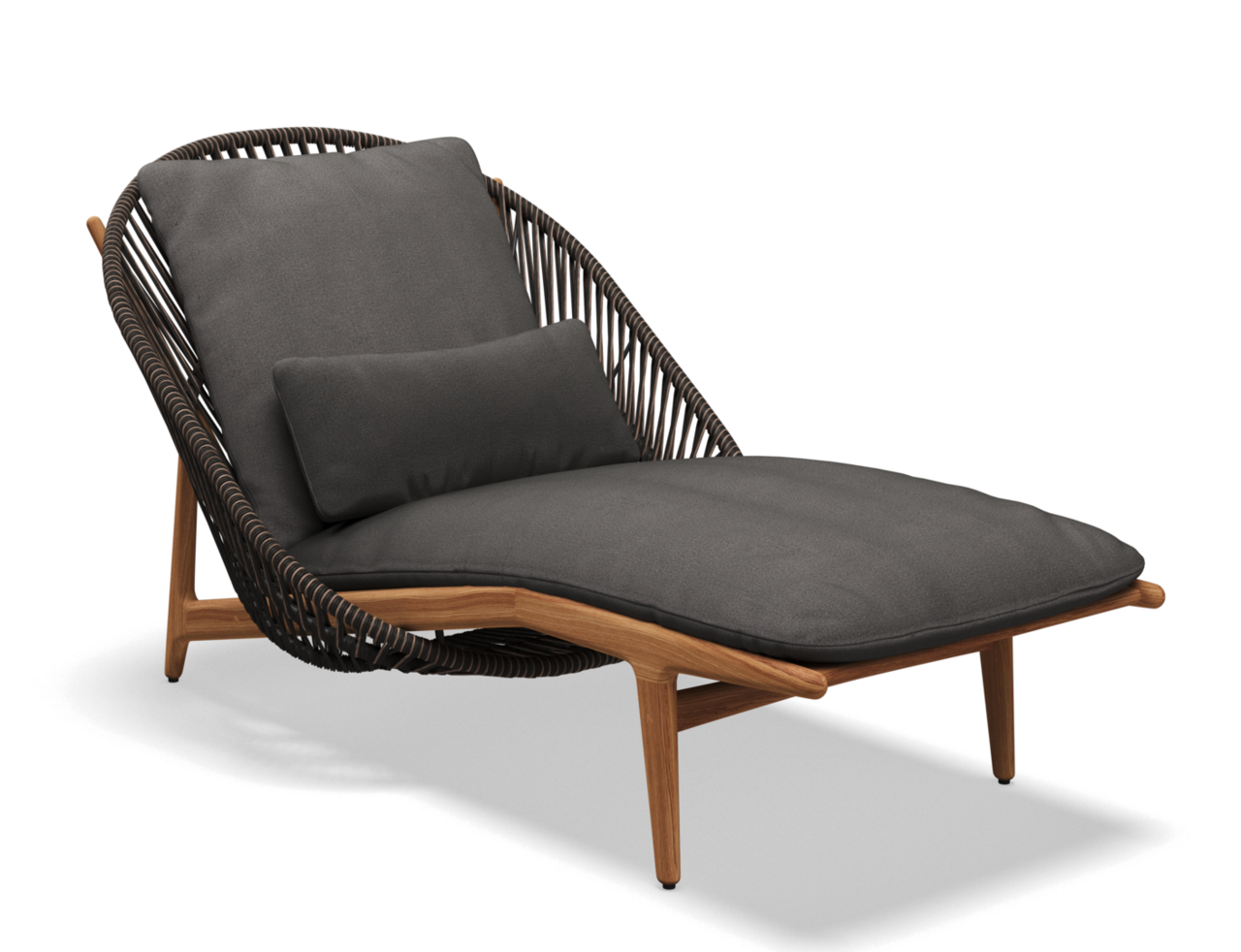 Gloster Bora LOUNGER - Loungeliege-Natural Teak / Umber Wicker-Blend Coal