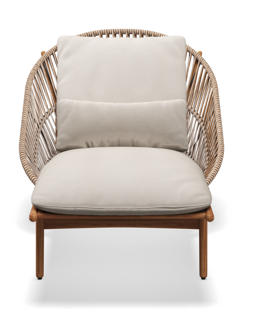 Gloster Bora LOUNGER - Loungeliege-Natural Teak / Sorrel Wicker-Blend Linen
