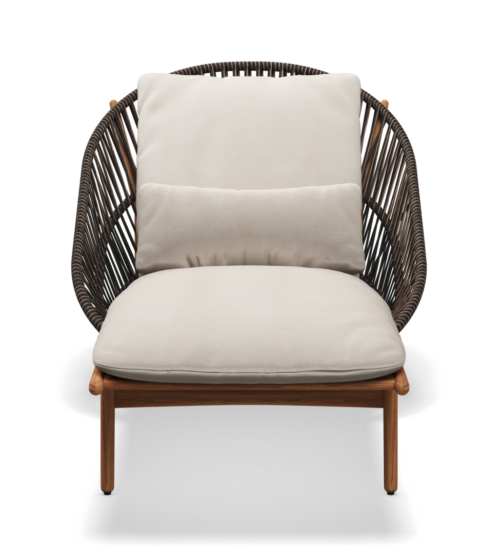 Gloster Bora LOUNGER - Loungeliege-Natural Teak / Umber Wicker-Blend Linen