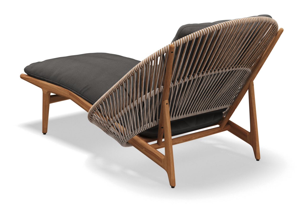 Gloster Bora LOUNGER - Loungeliege-Natural Teak / Sorrel Wicker-Blend Coal