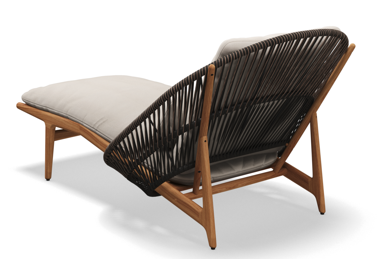 Gloster Bora LOUNGER - Loungeliege-Natural Teak / Umber Wicker-Blend Linen