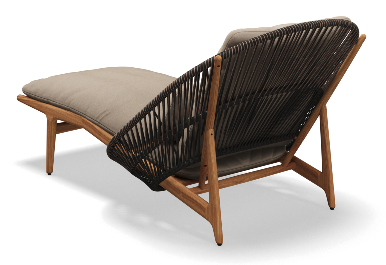 Gloster Bora LOUNGER - Loungeliege-Natural Teak / Umber Wicker-Blend Sand