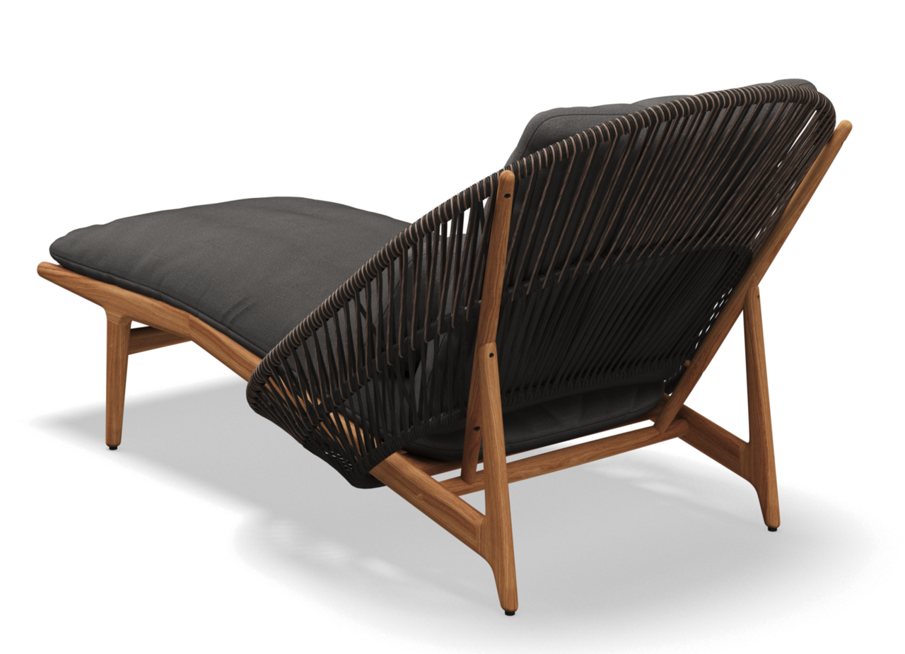 Gloster Bora LOUNGER - Loungeliege-Natural Teak / Umber Wicker-Blend Coal